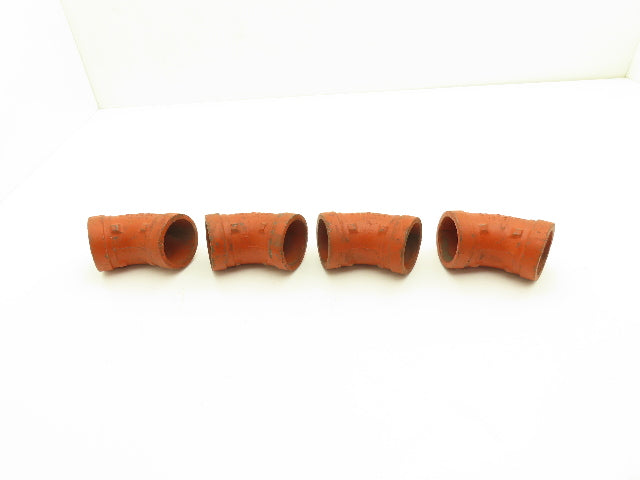Victaulic 7051 Gruvlok 2" Grooved End 45° Elbow Fitting Ductile Iron  Lot of 4
