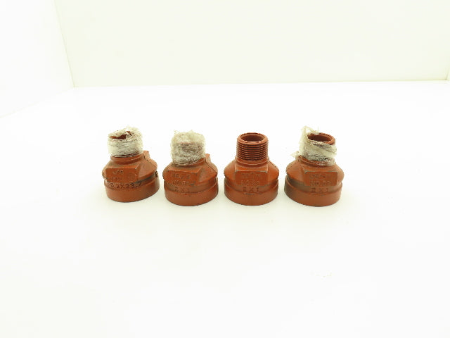 Victaulic No 52  2x1" NPT Grooved x Threaded Male Reducer Fitting  Lot of 4