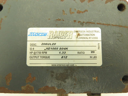 Morse Raider 206UL20 Gearbox 20:1 Reducer 1.3hp 88rpm LH Output Ext-Shaft