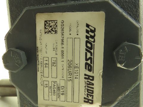Morse Raider 206UR15 Worm Gearbox 15:1 Reducer 1.6hp 117rpm RH Output Shaft