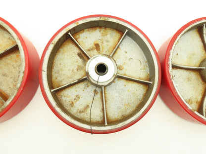 10" x 2.5" Red Poly Metal Wheel 3/4" Bore Lot of 3