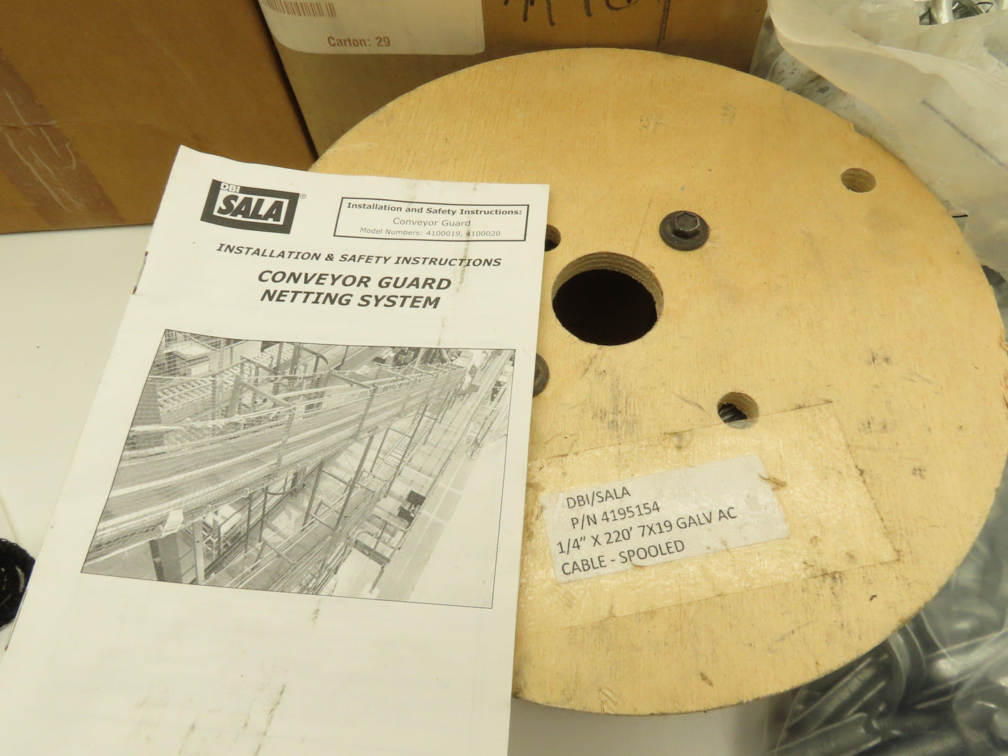 Sinco 5AU87/5AU88 Conveyor Net 3'x 50' Nylon Safety Netting Kit w/Hardware