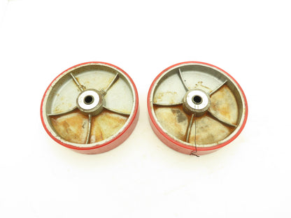 Caster Wheel 10" x 2.5" Red Poly Metal Wheel 3/4" Bore Lot of 2