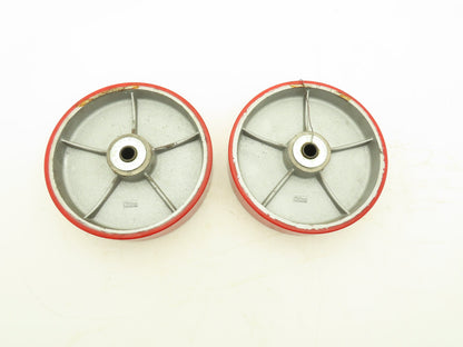 Caster Wheel 10" x 2.5" Red Poly Metal Wheel 3/4" Bore Lot of 2