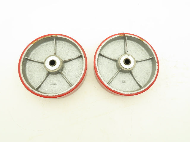 Caster Wheel 10" x 2.5" Red Poly Metal Wheel 3/4" Bore Lot of 2