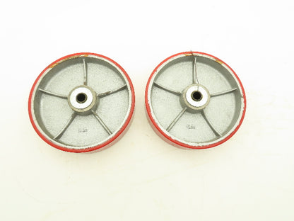 Caster Wheel 10" x 2.5" Red Poly Metal Wheel 3/4" Bore Lot of 2