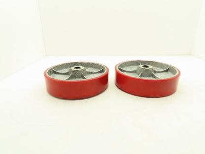 Caster Wheel 10" x 2.5" Red Poly Metal Wheel 3/4" Bore Lot of 2