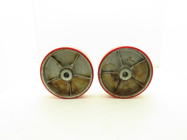Caster Wheel 10" x 2.5" Red Poly Metal Wheel 3/4" Bore Lot of 2