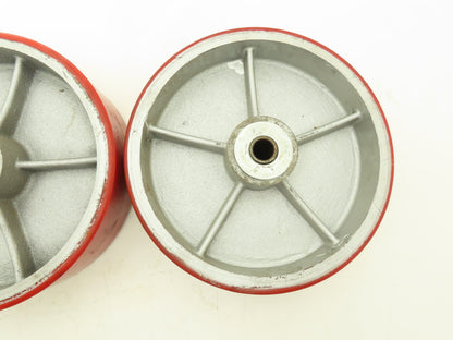 Caster Wheel 10" x 3" Red Poly Metal 3/4" Bore Lot of 3