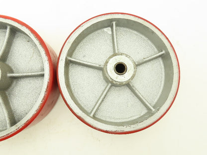 Caster Wheel 10" x 3" Red Poly Metal 3/4" Bore Lot of 3