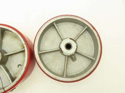 Caster Wheel 10" x 3" Red Poly Metal 3/4" Bore Lot of 3