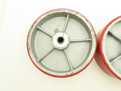 Caster Wheel 10" x 3" Red Poly Metal 3/4" Bore Lot of 3