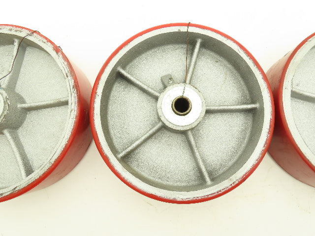Caster Wheel 10" x 3" Red Poly Metal 3/4" Bore Lot of 3