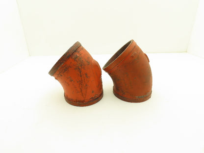 Victaulic No 11  5" Grooved 45° Elbow Pipe Fitting Ductile Iron  Lot of 2