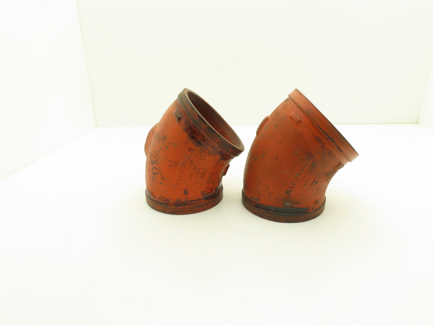 Victaulic No 11  5" Grooved 45° Elbow Pipe Fitting Ductile Iron  Lot of 2