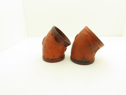Victaulic No 11  5" Grooved 45° Elbow Pipe Fitting Ductile Iron  Lot of 2