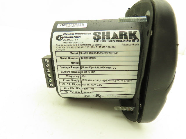 Electro Industries 200-60-10-V5-D2-FOSTS-X Power Energy Meter 600v 11A 60Hz