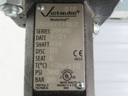 Victaulic 300MS MasterSeal 6" Butterfly Valve Grooved Pipe 300psi