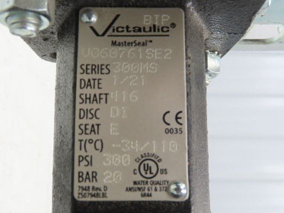 Victaulic 300MS MasterSeal 6" Butterfly Valve Grooved Pipe 300psi