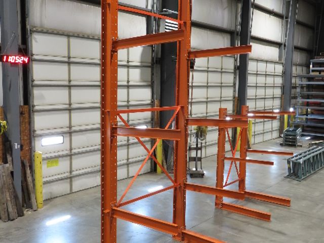 Cantilever Rack 2 W8-18 Post 4 Shelf 1-Side 192" 16' Upright 78"W 48" Arms 5000#