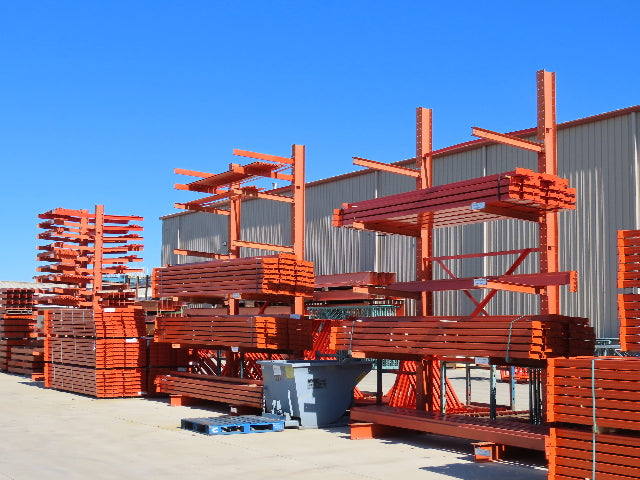 Cantilever Rack 2 W8-18 Post 4 Shelf 1-Side 192" 16' Upright 78"W 48" Arms 5000#