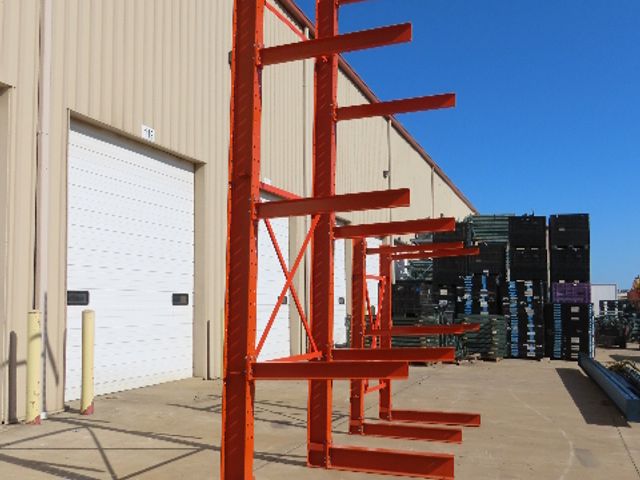 Cantilever Rack 2 W8-18 Post 4 Shelf 1-Side 192" 16' Upright 78"W 48" Arms 5000#