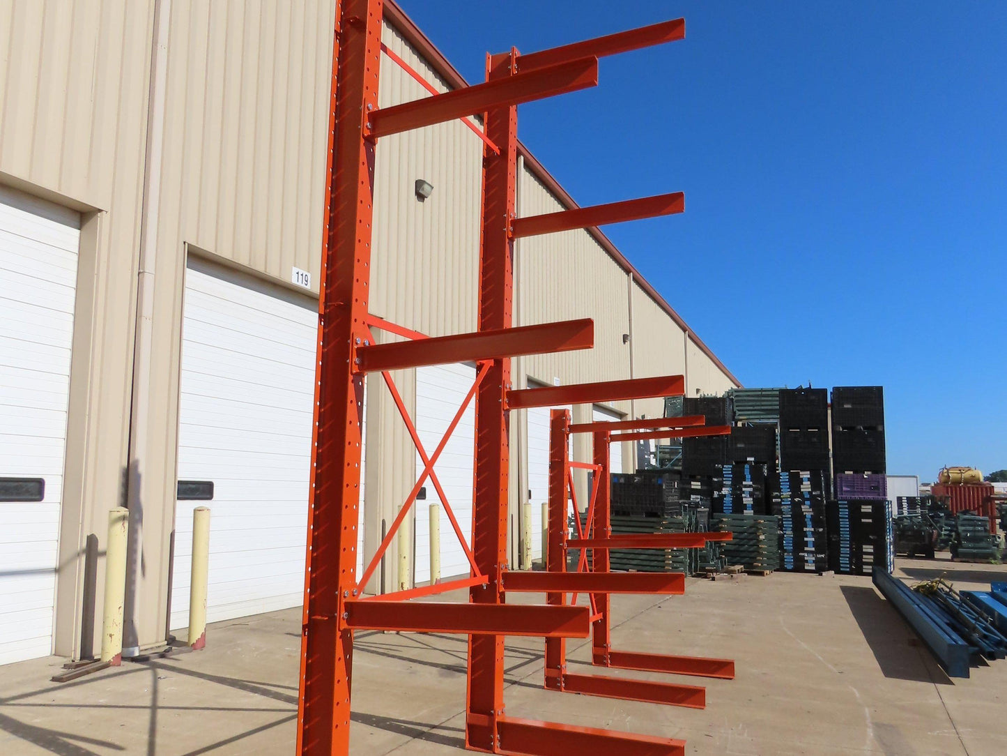 Cantilever Rack 2 W8-18 Post 4 Shelf 1-Side 192" 16' Upright 78"W 48" Arms 5000#