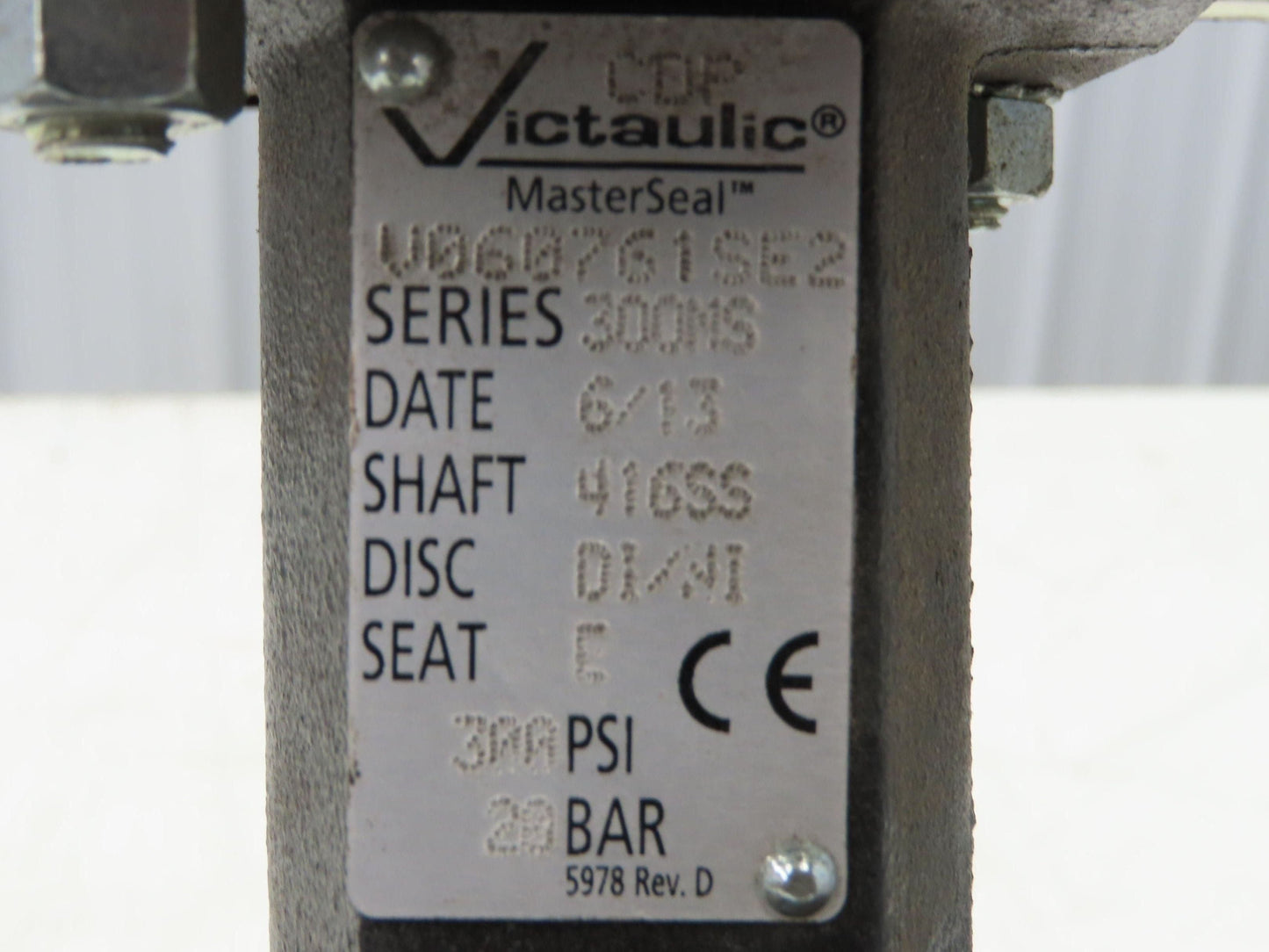 Victaulic 300MS MasterSeal 6" Butterfly Valve Grooved Pipe 300psi