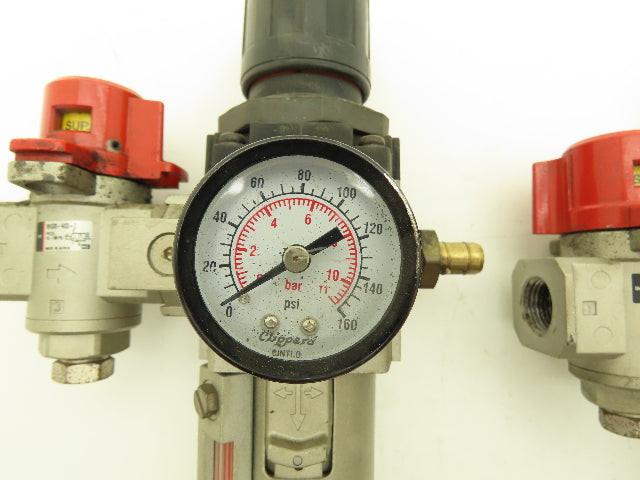 SMC Pneumatic Air Filter Regulator With Lock Out Valve 150 PSI Lot of 2