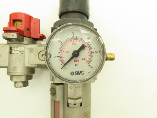 SMC Pneumatic Air Filter Regulator With Lock Out Valve 150 PSI Lot of 2