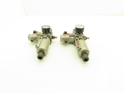 SMC Pneumatic Air Filter Regulator With Lock Out Valve 150 PSI Lot of 2