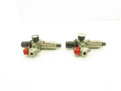 SMC Pneumatic Air Filter Regulator With Lock Out Valve 150 PSI Lot of 2