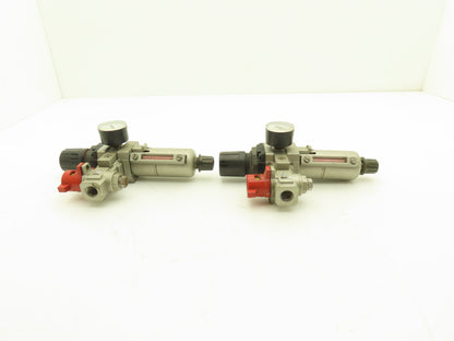 SMC Pneumatic Air Filter Regulator With Lock Out Valve 150 PSI Lot of 2