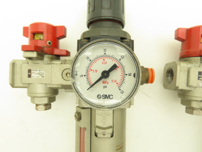 SMC Pneumatic Air Filter Regulator With Lock Out Valve 150 PSI Lot of 2