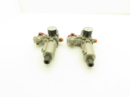 SMC Pneumatic Air Filter Regulator With Lock Out Valve 150 PSI Lot of 2