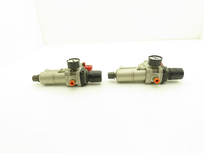 SMC Pneumatic Air Filter Regulator With Lock Out Valve 150 PSI Lot of 2
