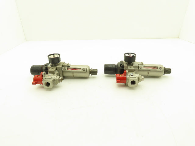 SMC Pneumatic Air Filter Regulator With Lock Out Valve 150 PSI Lot of 2