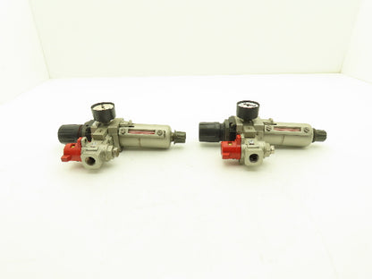 SMC Pneumatic Air Filter Regulator With Lock Out Valve 150 PSI Lot of 2