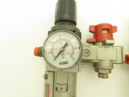 SMC Pneumatic Air Filter Regulator With Lock Out Valve 150 PSI Lot of 2