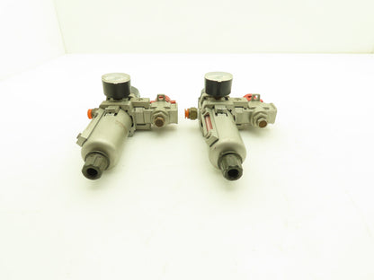 SMC Pneumatic Air Filter Regulator With Lock Out Valve 150 PSI Lot of 2
