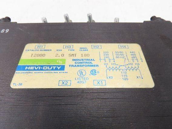 Hevi-Duty T2000 Transformer 1Ph 2kVA 240/480 Pri 120 Sec Class 180