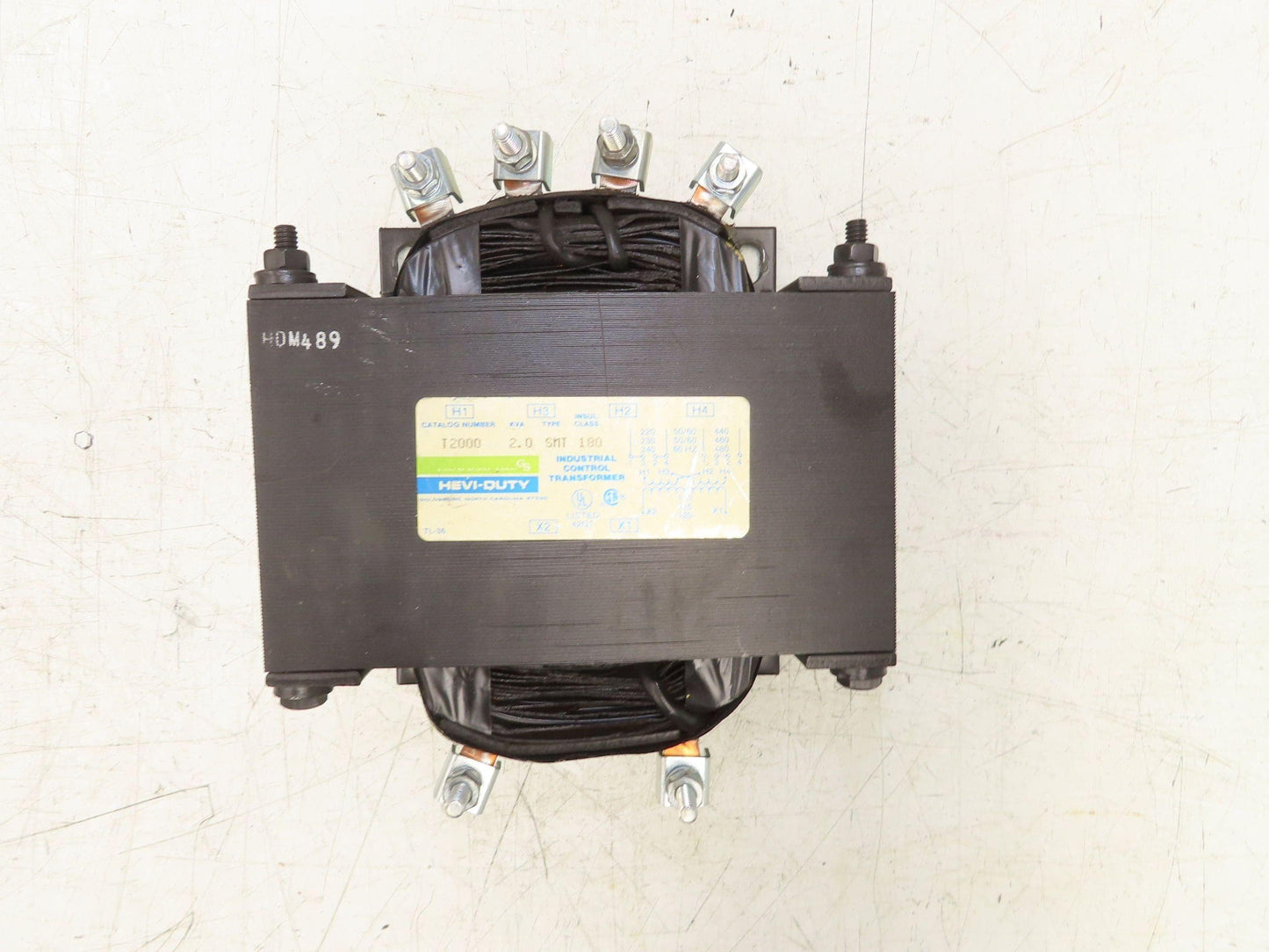 Hevi-Duty T2000 Transformer 1Ph 2kVA 240/480 Pri 120 Sec Class 180