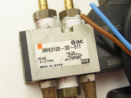 SMC NVK3120-3D-01T 4-Way Single Solenoid Piloted Valve 24V 1/4" NPTF 	Lot of 11