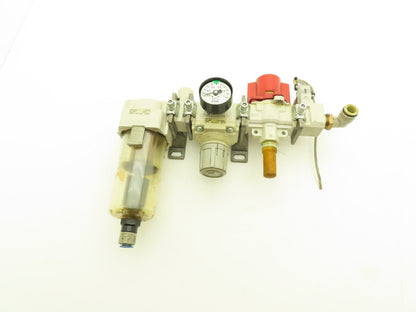 SMC Pneumatic Air Filter Regulator Lockout Valve Pressure Switch Combo
