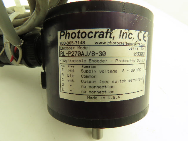 Tri-Tronics Photocraft RL-P270AJ/8-30 Programmable Encoder 1-64PPR 3/8" Shaft