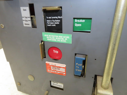 Westinghouse DS 206 Air AC Circuit Breaker 600VAC 600A 3 Pole Amptector I-A