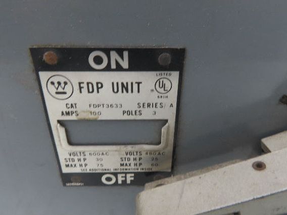 Westinghouse FDPT3633 Safety Switch Twin Fusible 600VAC 3 Pole 100 Amp Series A