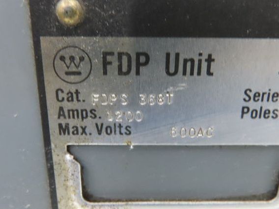 Westinghouse FDPS 368T Fusible Disconnect Switch 600VAC 1200Amp