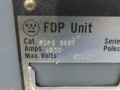 Westinghouse FDPS 368T Fusible Disconnect Switch 600VAC 1200Amp