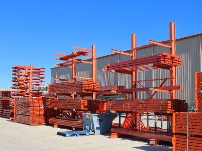 Cantilever Rack 2 W6-9 Post 2 Shelf 1-Side 96" 8' Upright 53"W 48" Arms 1620#